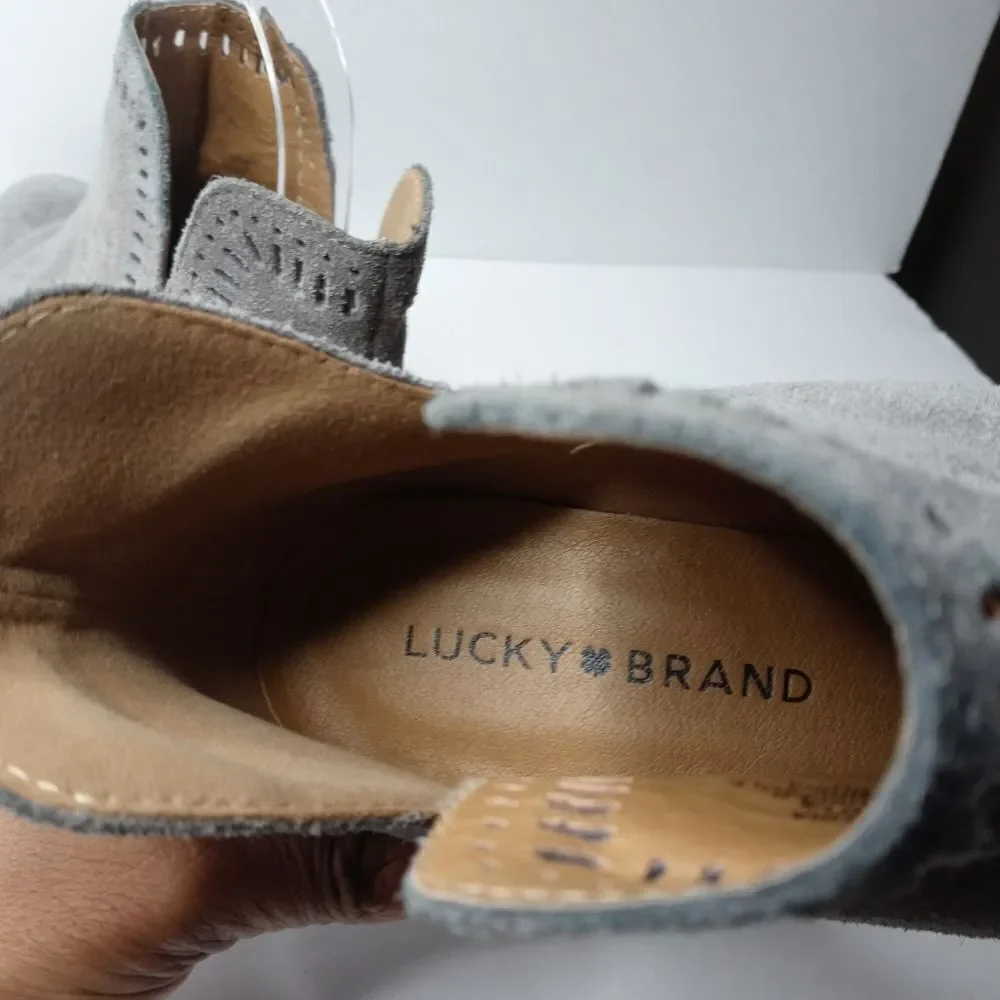Lucky Brand Bustina Gray Leather Booties